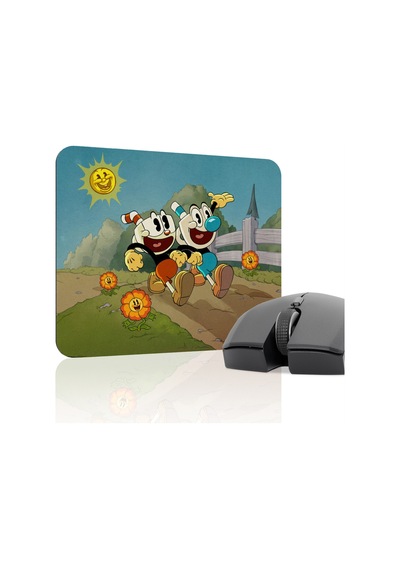 Cuphead Kaymaz Dikişli Kauçuk Oyuncu Mousepad V4 - 22x18 Gaming Mouse Pad Fare Altlığı
