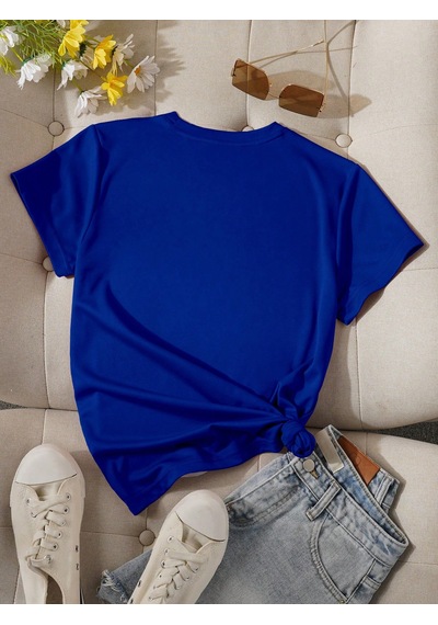 Adventures Baskılı Tasarım Tshirt Mavi