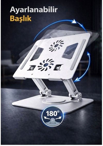 Ayarlanabilir Alüminyum Laptop Tablet Standı 360 Dönebilen Kaymaz Yüzey Ergonomik Yükseltici Stand
