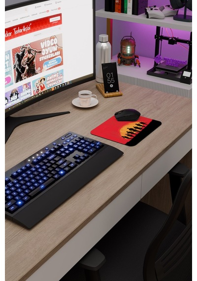 Red Dead Redemption 2 Kaymaz Dikişli Kauçuk Oyuncu Mousepad V1 - 22x18 Gaming Mouse Pad Fare Altlığı