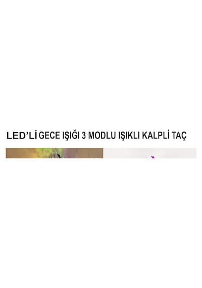Mey İthalat Kalp Püsküllü Gece Parıltısı 3 Modlu Led'li Işıklı Taç Mor Renk