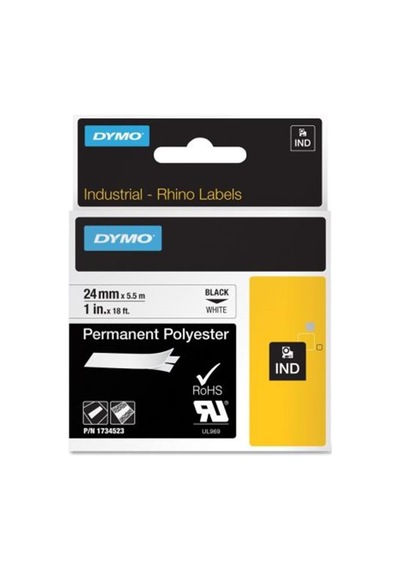 Dymo 18057 Rhinopro Isıyla Küçülen Şerit19mmx1,5m Beyaz-siyah