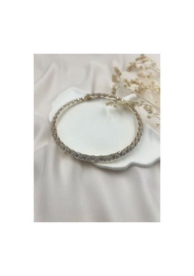Lunarie Altın Renk Işıltılı Taşlı Choker Kolye