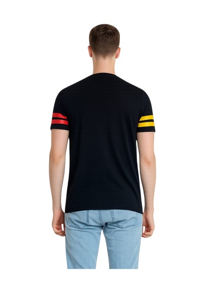 Gsstore Galatasaray Lisanslı Logo Baskılı Siyah T-shirt Bayrak Ve Uv Kutu Siyah