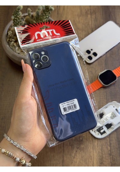 Apple iPhone 11 Pro Max Uyumlu Süper İnce Mat Ultra Thin Silikon Kılıf Lacivert