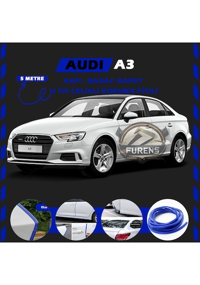 Audi A3 Oto Araç Kapı Koruma Fitili 5 Metre Parlak Mavi Renk