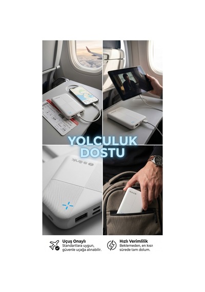 Ip-g12n 10000mah Micro+usb+ Type-c Giriş+çıkış Siyah Taşınabilir Pil Şarj Cihazı Powerbank Beyaz