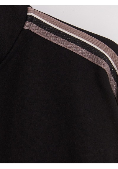 Lcw Everyday Siyah Şeritli Soft Touch Kadın Sweatshirt Tunik
