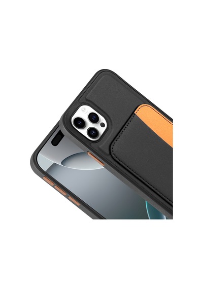 Apple Uyumlu iPhone 11 Kılıf Kartlıklı Kamera Yükseltili Silikon Celikaksesuar Turuncu