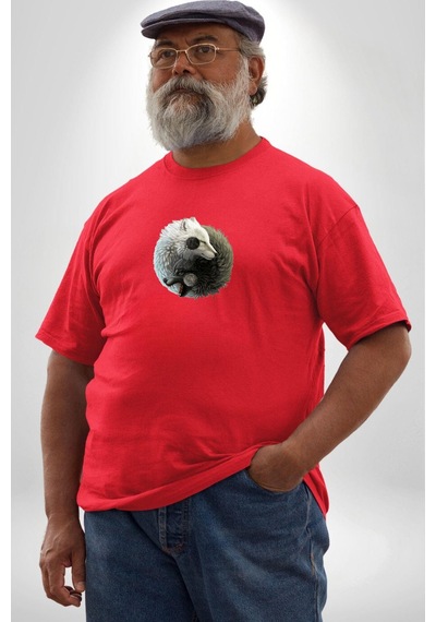 Angemiel Yin İle Yang Beyaz Kırmızı Kurt Kırmızı Büyük Beden Erkek Kadın Unisex Basic Ön Baskılı Tişört Kırmızı