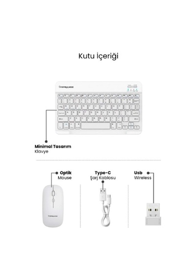 Beyaz Kablosuz Klavye Ve Mouse Seti Renkli