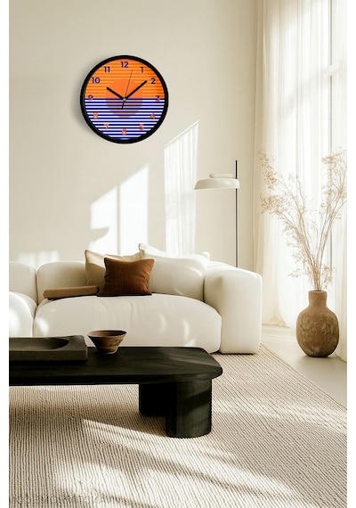 Modern Duvar Saati - 25cm - Önü Camlı Siyah Kasa - Sessiz Mekanizma-jh0877 Siyah