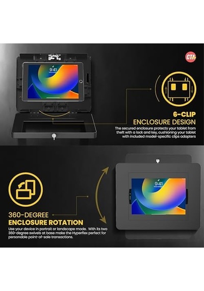 Cta Digital Kilitli İpad Duvar Montajı, İpad Pro 32.8 Cm İçin, Anahtar Kilidi, Siyah Pad-plwb
