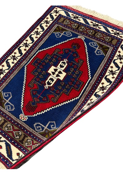 El Dokuma Sıfır Obruk Halısı 82x125 Lacivert Yün Kalın Halı