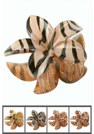 Leopar Desenli Lotus Mandal Toka 8 Cm Ebruli