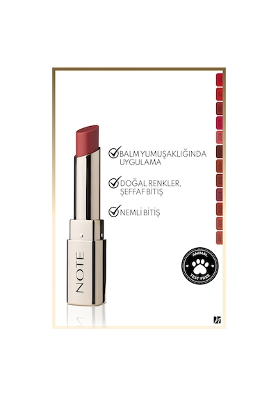Note Cosmetique Iconic Sheer Lipstick Nemlendirici Parlak Ruj 210 Alluring - Kırmızı