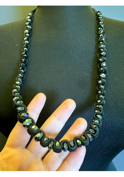 Deri Bağlama Ayarlanabilir Boy Kadın Kolye 48 Cm Siyah