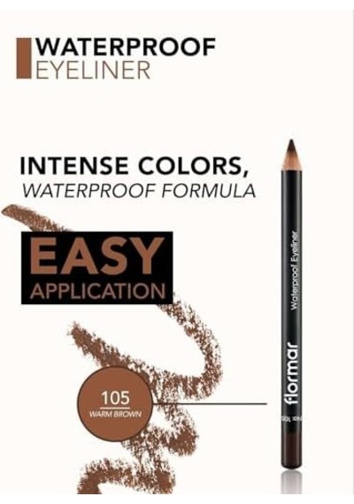 Suya Dayanıklı Mat Göz Kalemi Kahve - Waterproof Eyeliner - 105 Warm Brown - 8690604109050 0