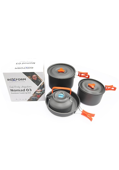 Roxform Nomad 03 Kamp Tencere Seti 4 Kişilik Çok Fonksiyonlu Set Sert Anodize Alüminyum