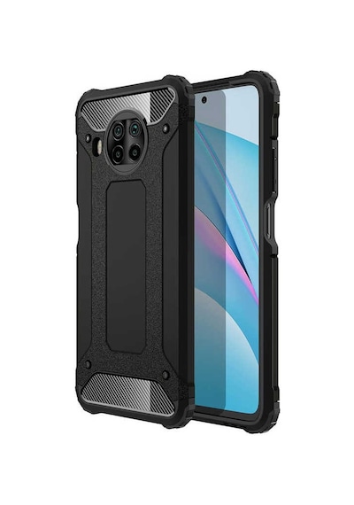 Noktaks - Xiaomi Uyumlu Xiaomi Redmi Note 9 Pro 5g - Kılıf Çift Katman Zırh Tank Crash Military Kapak - Siyah