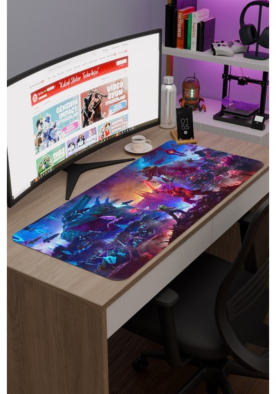 Doom Kaymaz Dikişli Kauçuk Oyuncu Mousepad V3 - 90x40 Xxl Gaming Mouse Pad Fare Altlığı