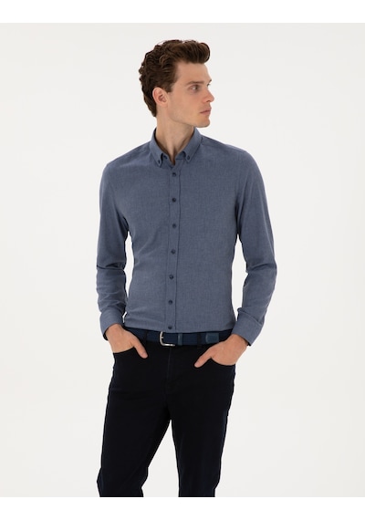 Pierre Cardin Erkek Koyu Mavi Gömlek Desenli 50316751-vr032 Koyu Mavi