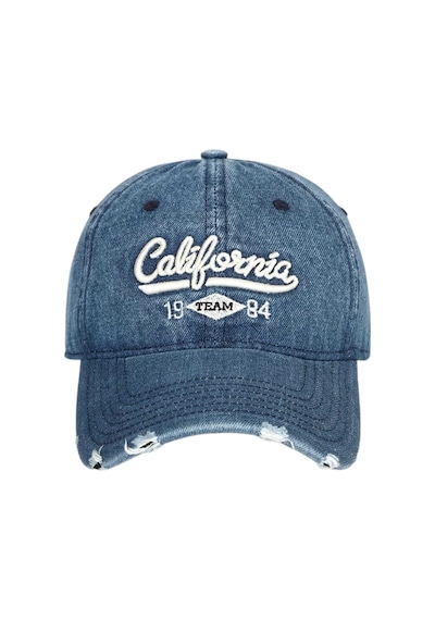 Tezzgelsin Kadın California Nakışlı Vintage Denim Şapka Eskitme Kot Baseball Kep Şapka Lacivert