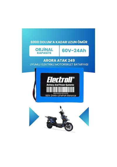 Arora Atak 249 Uyumlu Batarya Standart Kapasite Lifepo4 60v 24ah