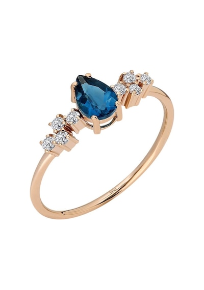 Sirius Pırlanta Ve London Blue Topaz Su Damlası Yüzük 0817R0294