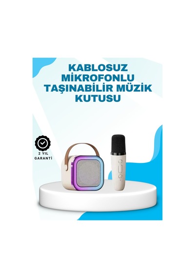 Karaoke Mikrofon Hoparlör Seti Bluetooth Kablosuz Taşınabilir - Hs08376072-9093 Renkli