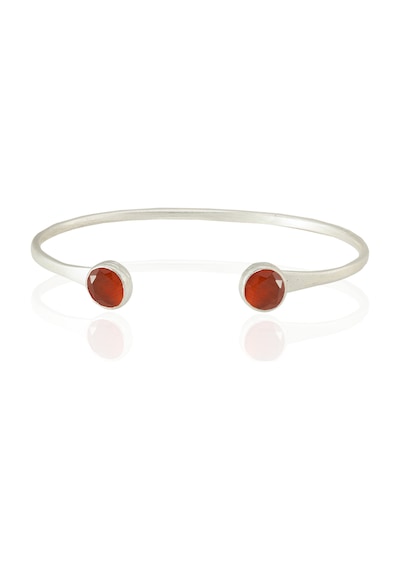Kadir Jewellery 925 Ayar Gümüş Kaplama El İşçiliği Zirkon Taşlı Kadın Charm Bileklik Kırmızı
