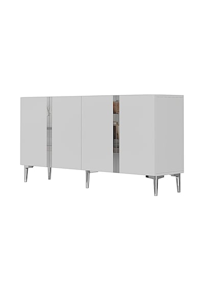 Ka1598bs Anka150 Konsol, Kahve Köşesi, Tv Sehpası Ve Dolap Beyaz - Sılver 150cm