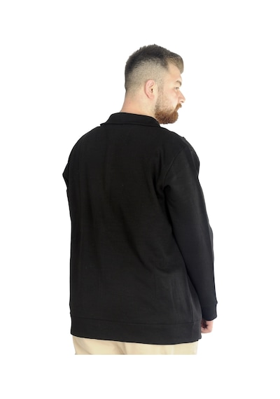 Mode Xl Buyuk Beden Erkek Hırka Fermuarlı Stell Dik Yaka 20571 Siyah 001