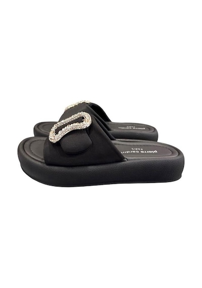Pierre Cardin Taşlı Toka Detaylı Anatomik Bayan Terlik Siyah