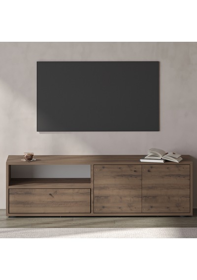 Pao Kapaklı Minimal TV Sehpası – 136 cm, Antik Ceviz