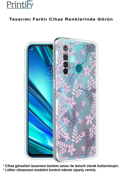 Redmi A2 Plus Slim Fit Kapak Floral Pudra Tasarımlı Şeffaf Silikon