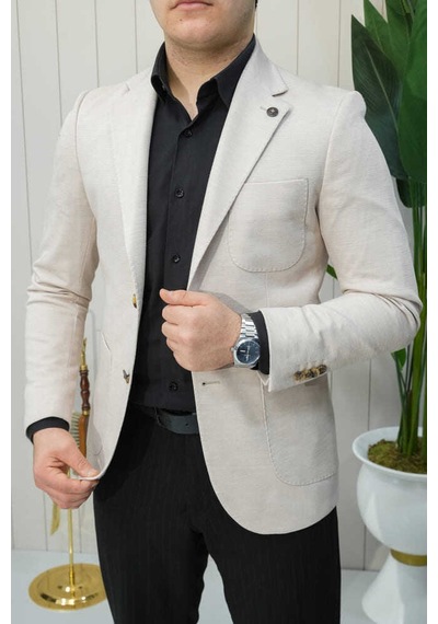 Bys Beystil Sivri Yaka Bej Ceket 336 - Slim Fit