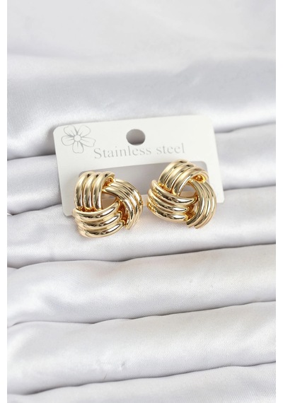 316l Çelik Gold Renk Sarmal Model Kadın Küpe - 30 Çok Renkli