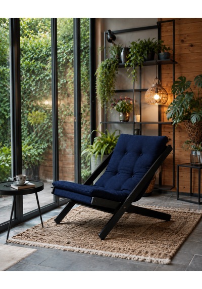 Tekli Dinlenme Koltuğu Berjer Balkon Koltuğu Bahçe Kotuğu Koyu Mavi