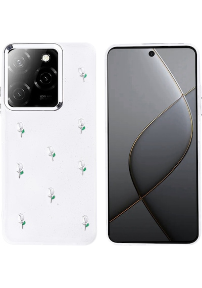 Noktaks - Tecno Uyumlu Tecno Spark 20 Pro 5g - Kılıf Airbag Tasarımlı Simli Şeffaf Koruyucu Kutup Kapak - Lale T36297 Lale