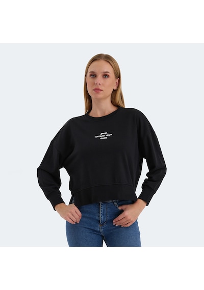Slazenger VITAL Oversize Kadın Oversıze Siyah Sweatshirt