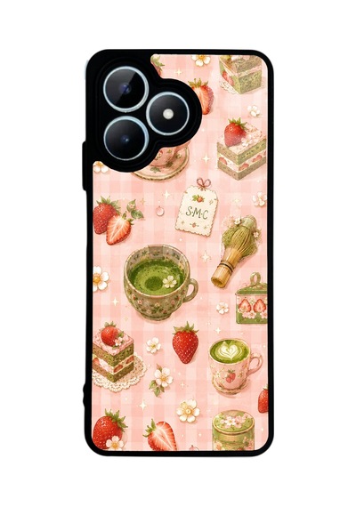 Realme Note 50 Strawberry Matcha Bliss Tasarımlı Glossy Telefon Kılıfı Pembe