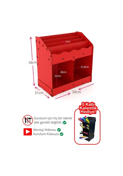 Toby Ahşap Montessori Kitaplık Bebek Çocuk Odası Eğitici 6 Bölmeli İskandinav Tarz Raflı Kitaplık Kırmızı - 681074137 Kırmızı Toby Ahşap Montessori Kitaplık Bebek Çocuk Odası Eğitici 6 Bölmeli İskandinav Tarz Raflı Kitaplık Kırmızı - 681074137 Kırmızı