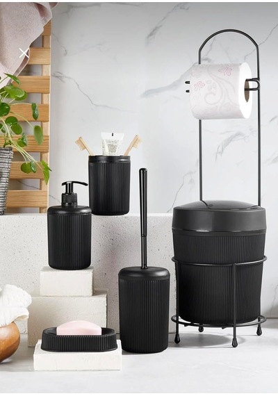 6 Parça Modern Banyo Seti, Çöp Kovası, Tuvalet Kağıtlığı, Tuvalet Fırçası, Sıvı Ve Katı Sabunluk, Diş F Diğer