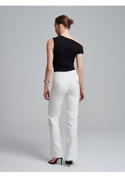 Dilvin 72641 Çan Paça Pantolon-beyaz Beyaz