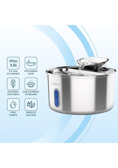 Tr Wf009l-w Pencereli Otomatik Kedi Su Sebili,kedi Su Çeşmesi, Su Pınarı 3.5lt Geniş Hazne, Sus304 Çelik, Ultra Se