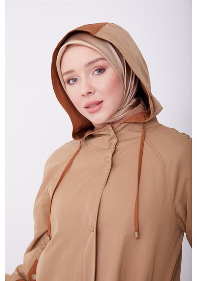 Armine Kol Ortası Çıtçıtlanan Pardesü 23k8512 Camel Kahverengi