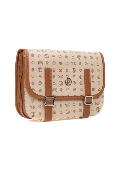 Bilik Deri Monogram Açık Vizon/taba Kadın Çapraz Askılı Çanta İv 001
