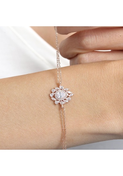 Effective Diamond İstanbul İhtişamı Rose Renk Işıltılı Gümüş Bileklik