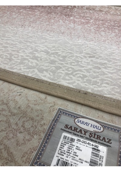 Saray Halı Şiraz 12433 R-1 Pudra Pembe Beyaz 100X200 Yolluk !